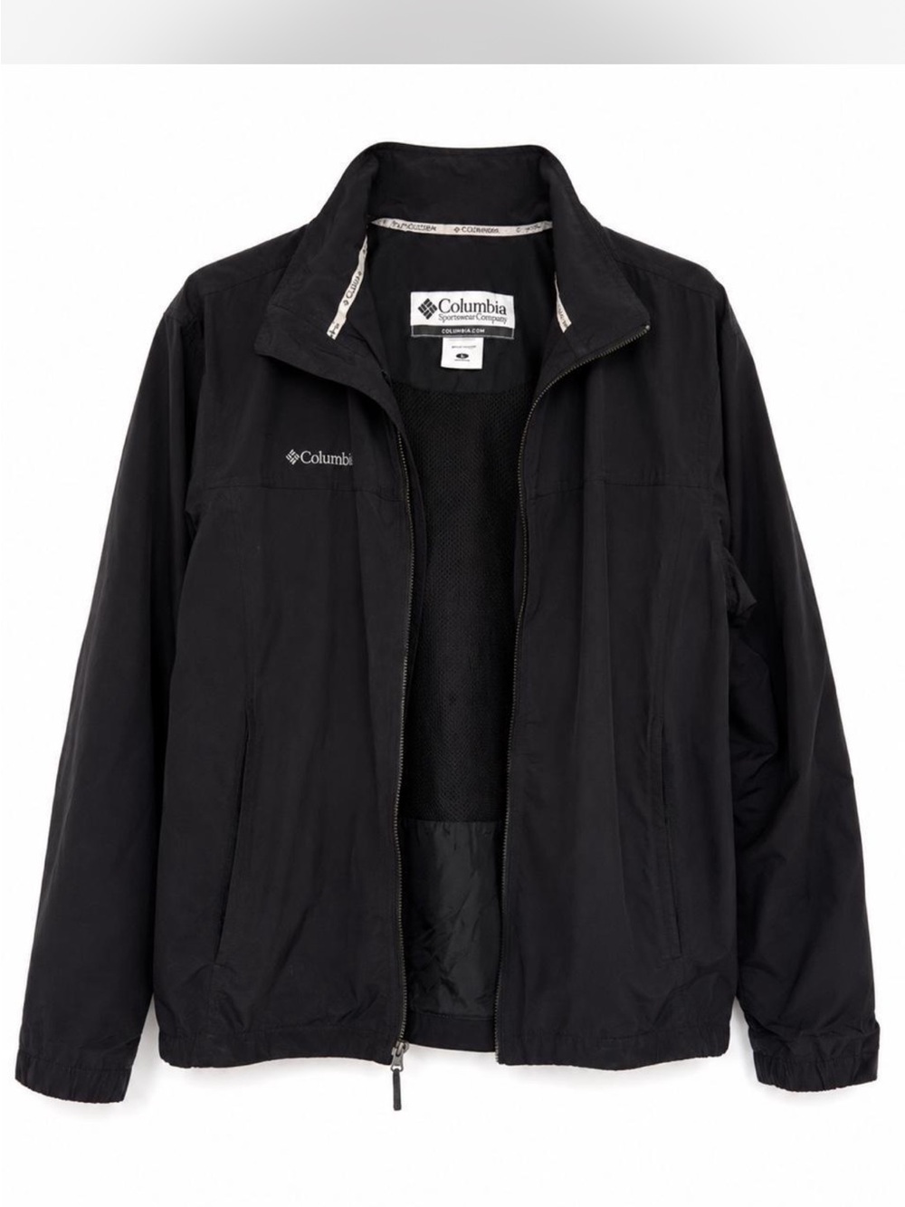Vintage Columbia Men's Black Zip-Up Windbreaker Jacket Medium